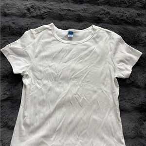 Old Navy Cream Ribbed Short Sleeve Tee